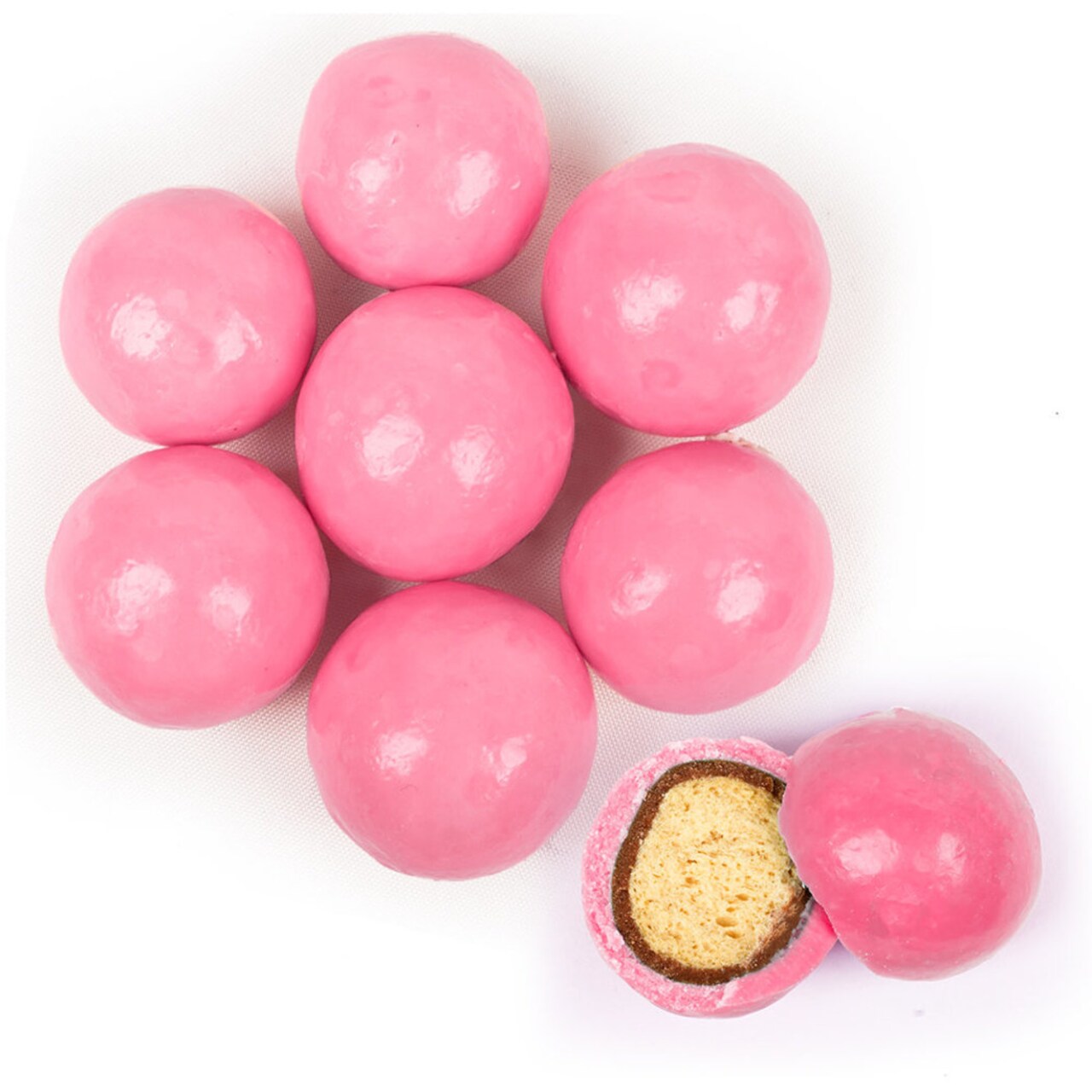 Premium Gourmet Bright Pink Candy Milk Chocolate Malted Milk Balls 1.67 lb bag